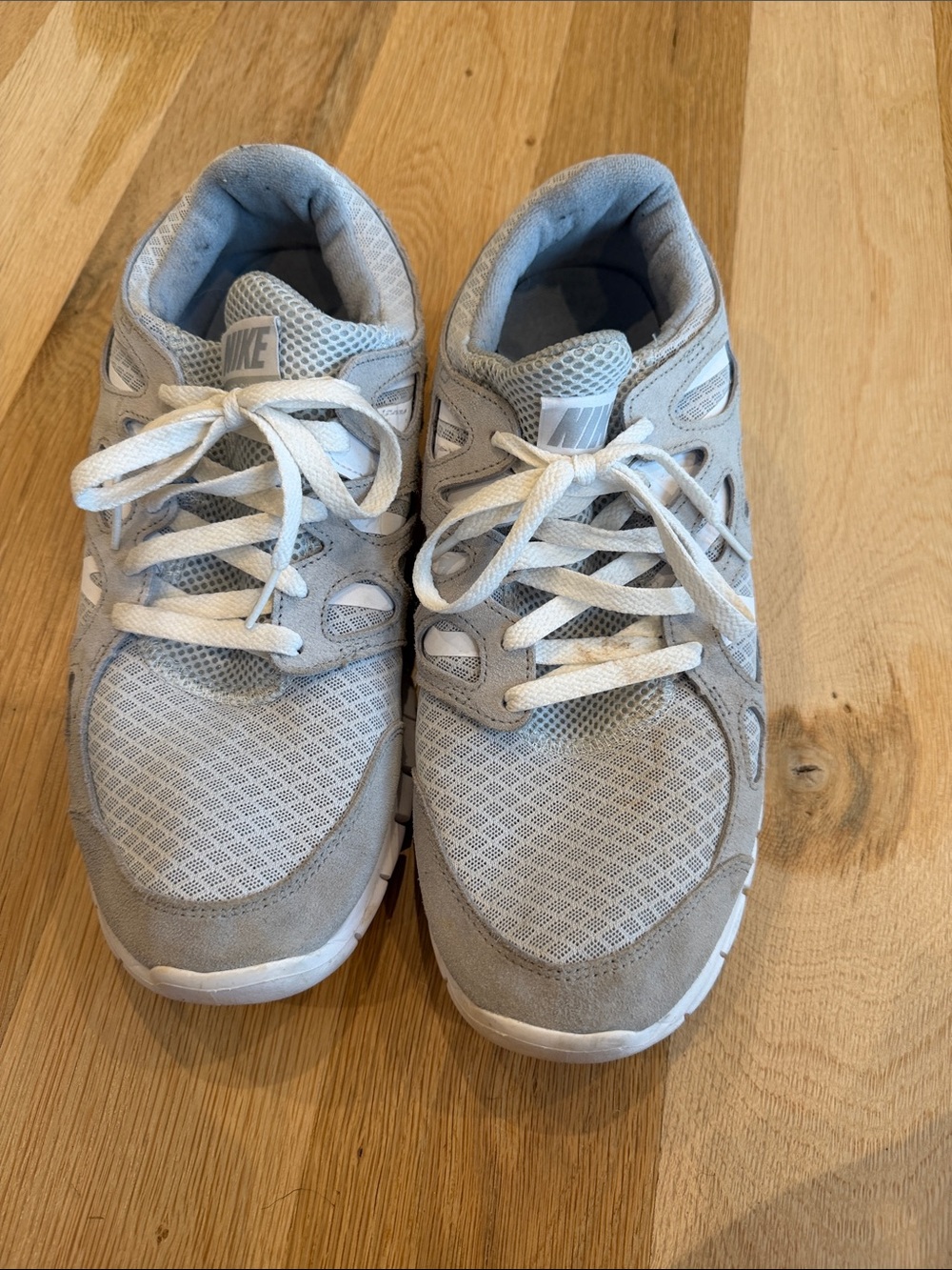 Nike Kids Light Grey Mesh & Suede Sneakers